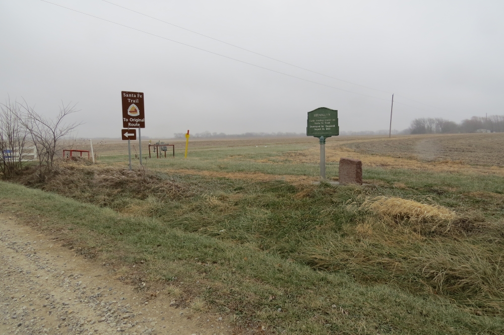 Brooklyn, Kansas, and Santa Fe Trail historical markers